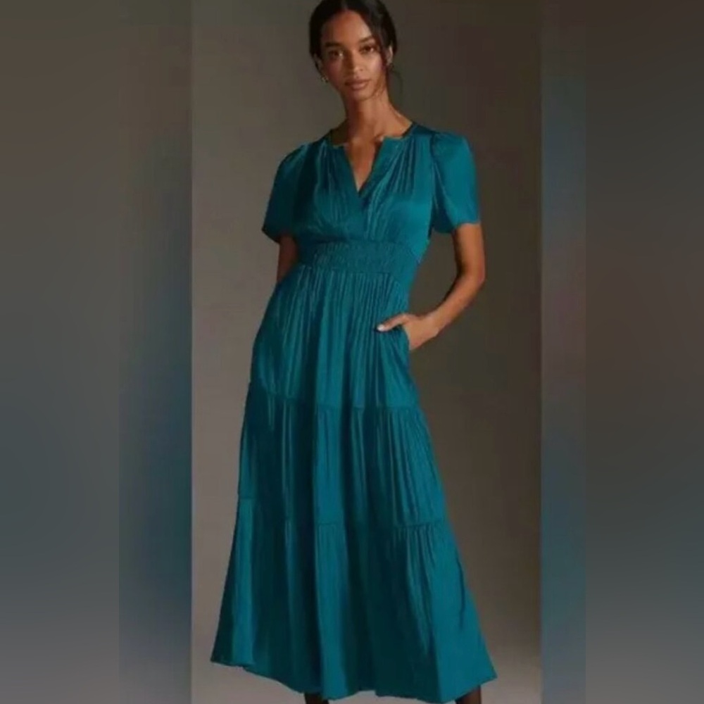 Anthropologie Teal Maxi Dress